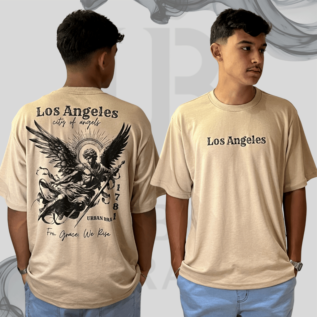 Camiseta Oversized Premium Los Angeles Estampada Streetwear Masculina Suedine