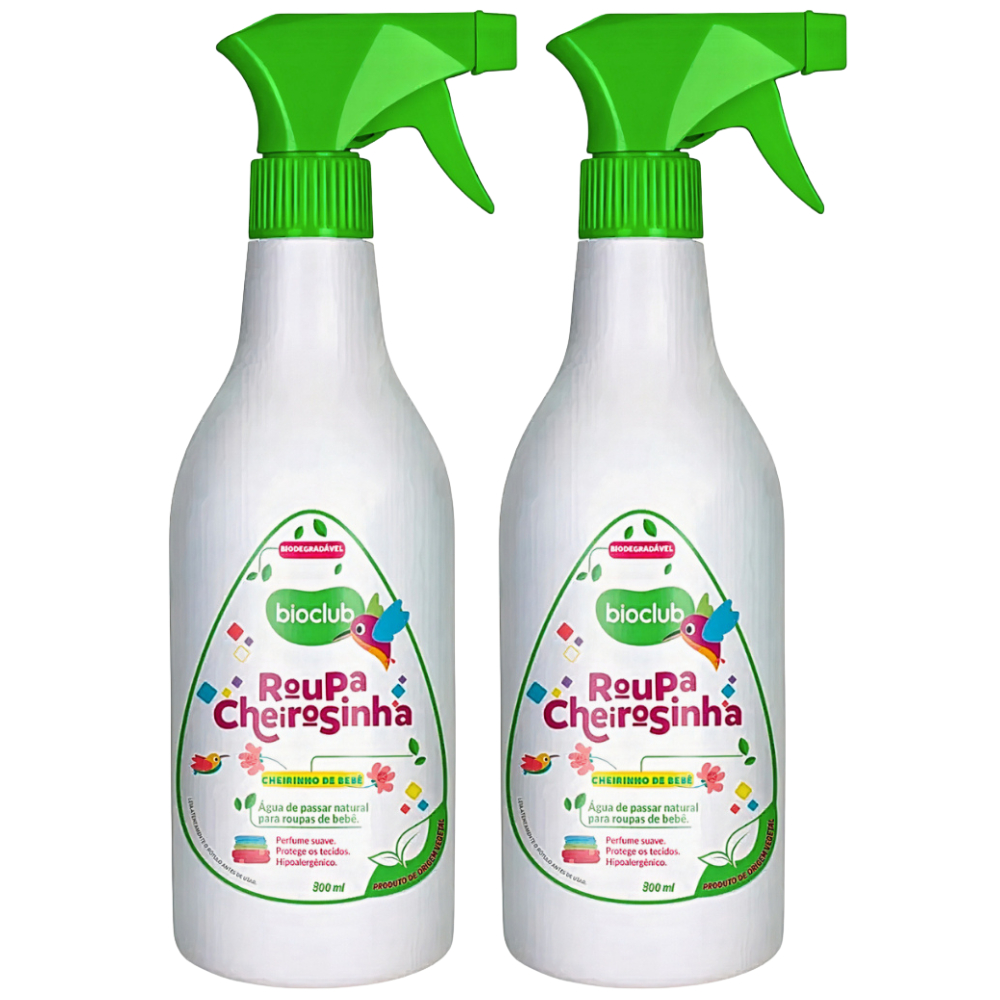 Kit 2 Água Perfumada de Passar Roupa Roupa Cheirosinha Bioclub 300ml