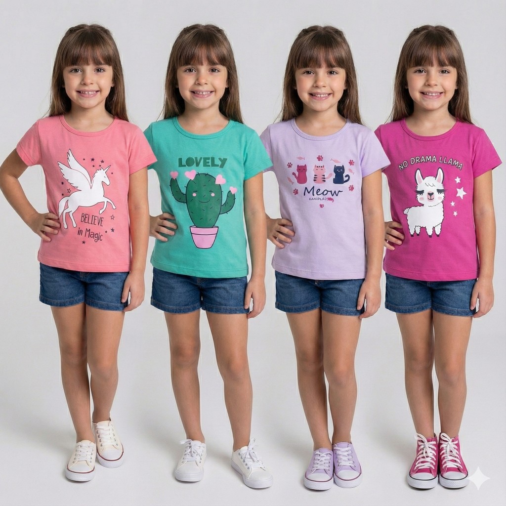 Kit 8 Blusa Infantil e Juvenil Menina 100% Algodão 2 A 14 Anos em Oferta na Shopee