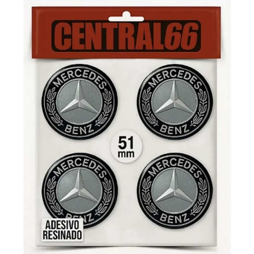 Jogo Emblema Adesivo Centro de Roda 51mm Mercedes Benz Gla Resinado