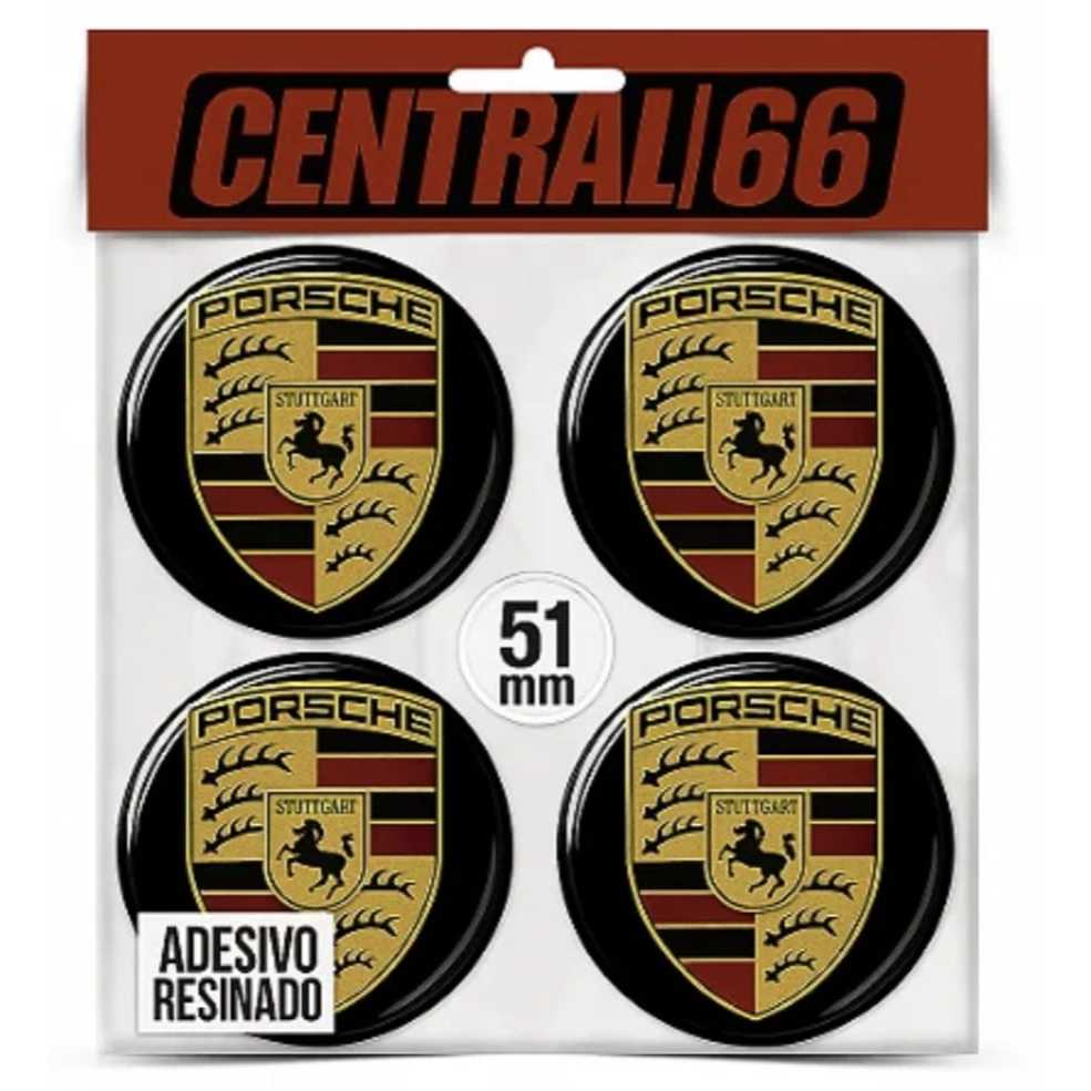 Jogo Emblema Adesivo Centro de Roda 51mm Porsche Cayenne Resinado
