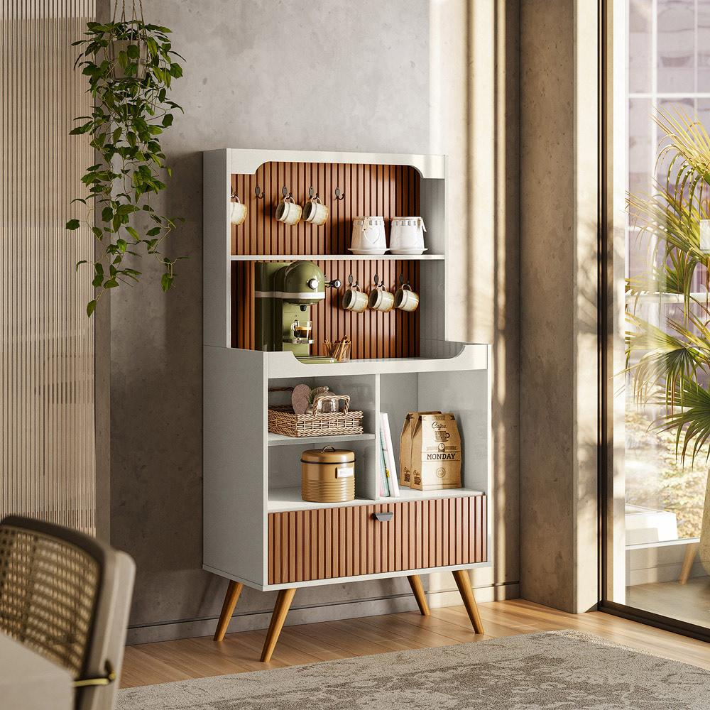 Cantinho Do Café Rubi C/ Efeito Ripado 3d 24h Cor Off White Perolizado/tauari Ripado em Oferta na Shopee