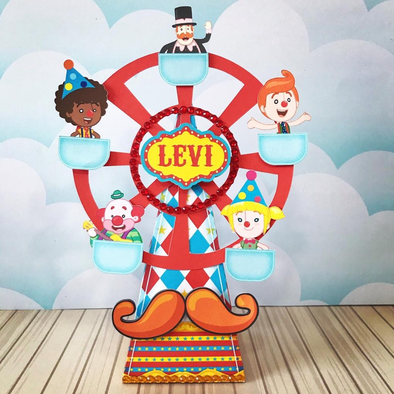Caixa Roda Gigante Personalizada Festa Mundo Bita Circo Lembrancinha Festa Infantil Kit 5 10 15 20 25 Unidades