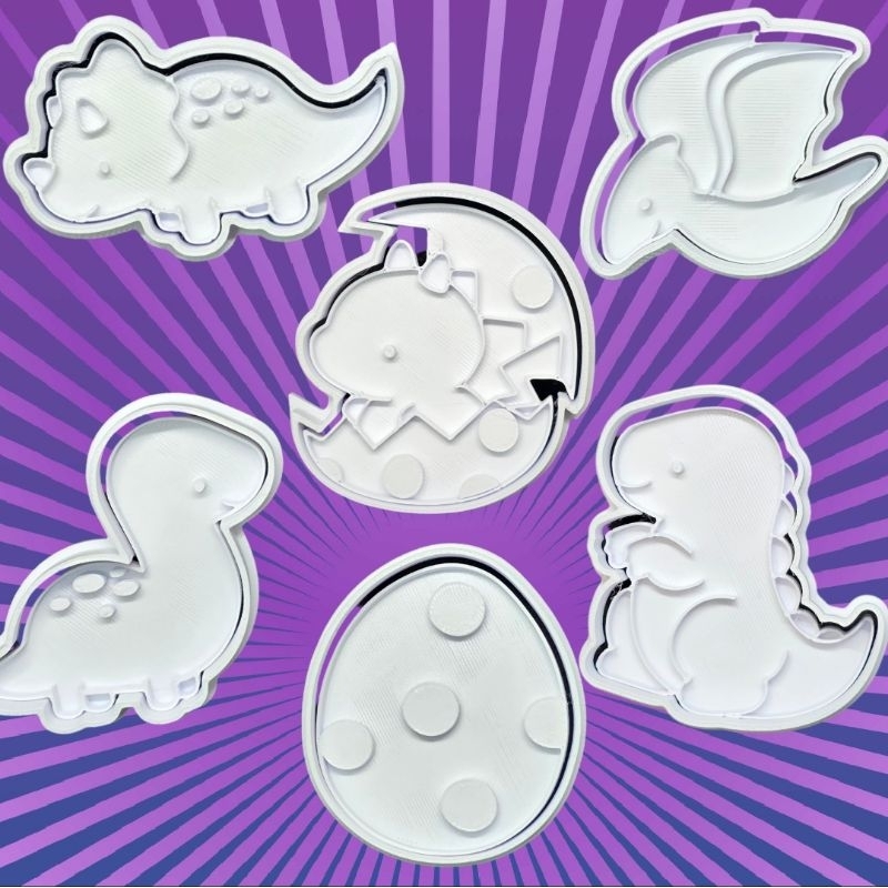 Kit cortador de biscoitos/pasta americana - Baby Dinossauros.