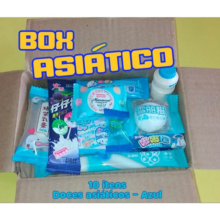 Asia Box Especial Azul - Doces Coreanos Kit com Doces Japoneses - 10 itens (Coreia do Sul, Japão e China) Dorama