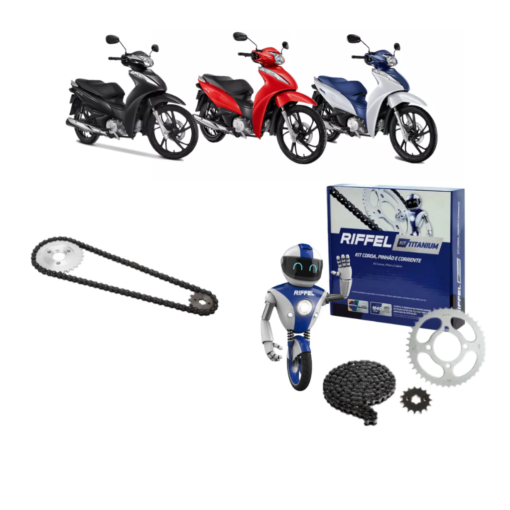 Kit Relação Riffel Biz 100 1999 2000 2001 2002 2003 2004 2005 2006 2007 2008 2009 2010 em Oferta na Shopee