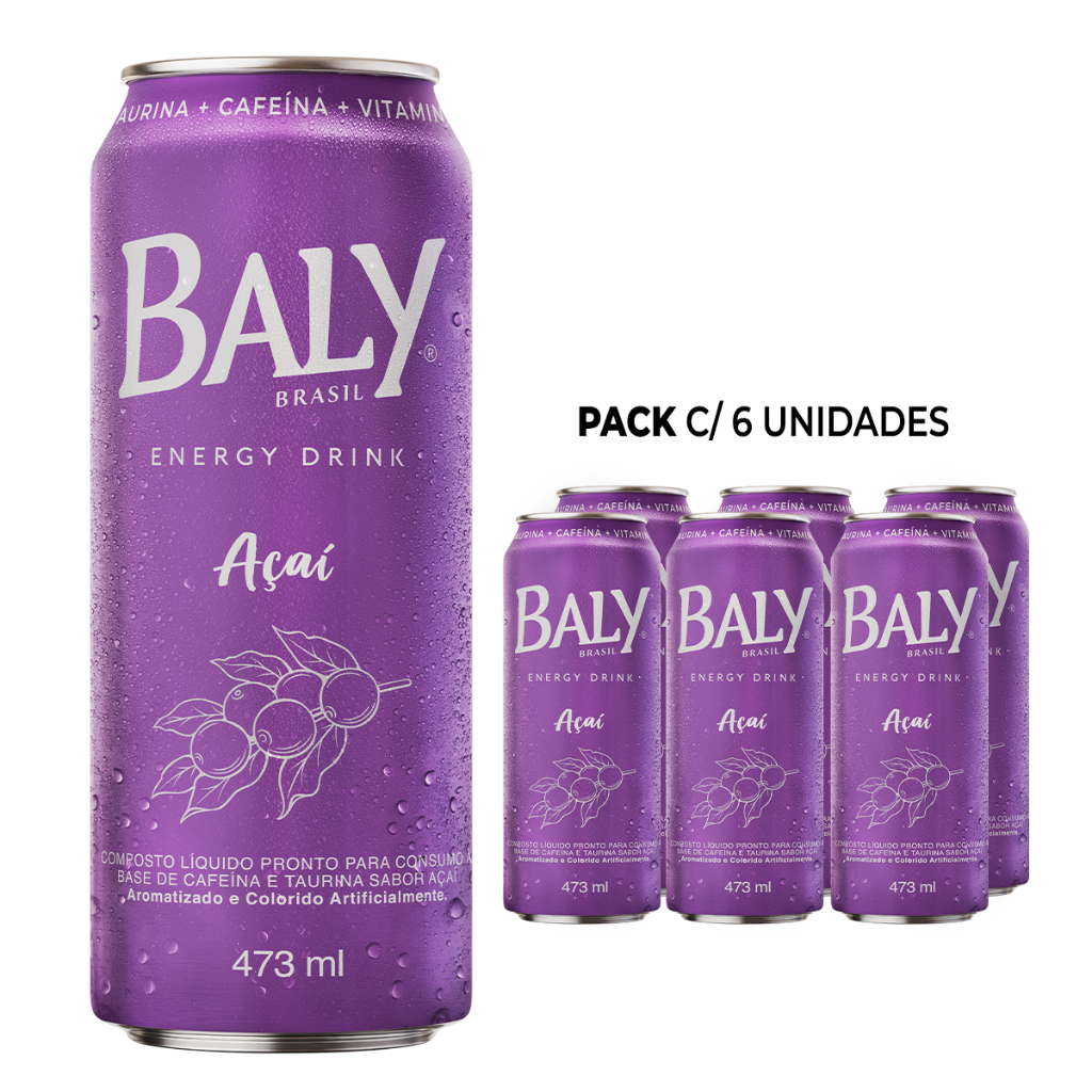 Pack Energético Baly Energy Drink Açai 473ml