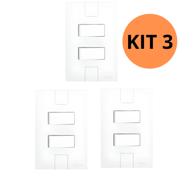 Kit 3 Unidades Interruptores 4x2 Pluzie Caprice – Simples Duplo 2 Teclas