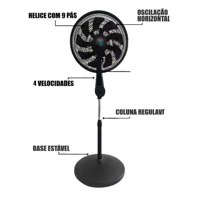 Ventilador De Coluna De Chão Turbo Vento Forte 4 Velocidades apenas 220v em Oferta na Shopee