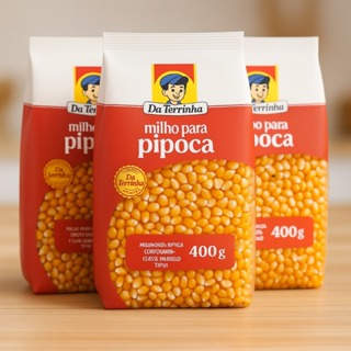 KIT com 3 Milhos para Pipoca Da Terrinha – 400g cada (Total 1,2kg) em Oferta na Shopee