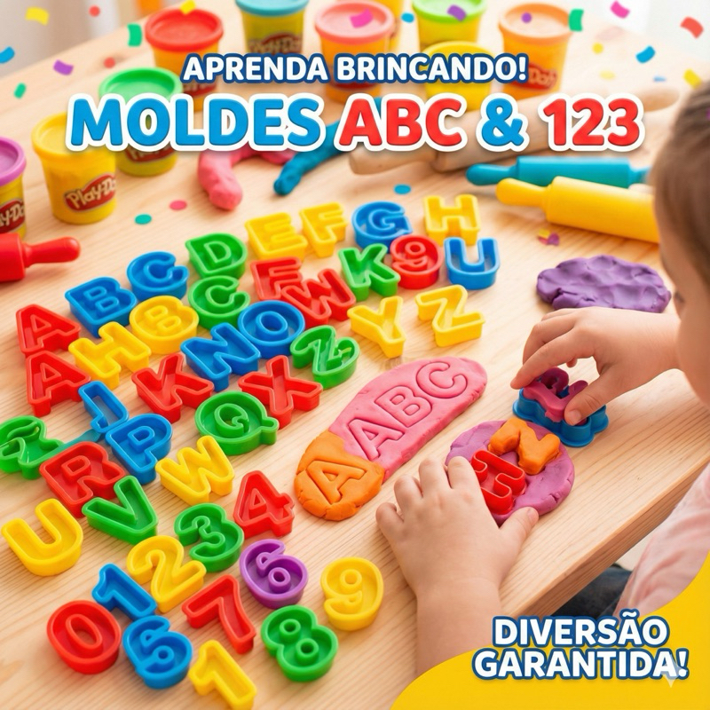 Forminhas Molde Cortadores de Modelar Massinhas com  26 Letras do Alfabeto BRINDE 10 Números em Oferta na Shopee