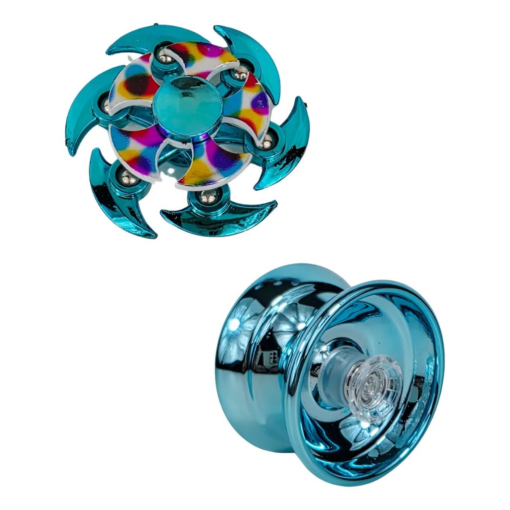 Kit Spinner + Yoyo Ioio Metal Anti Stresse Profissional Chaveiro Portátil Divertido