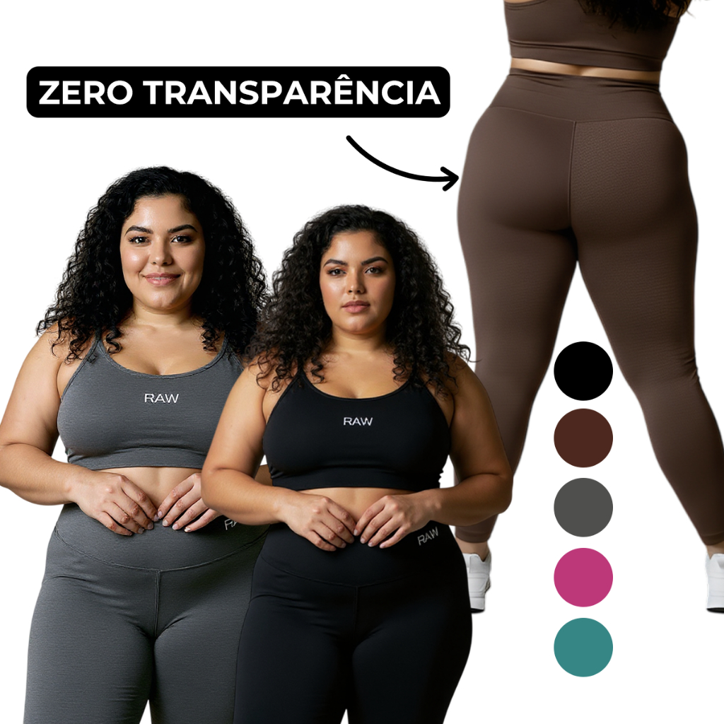 Conjunto Academia Feminino Plus Size Top e Calça Legging Fitness