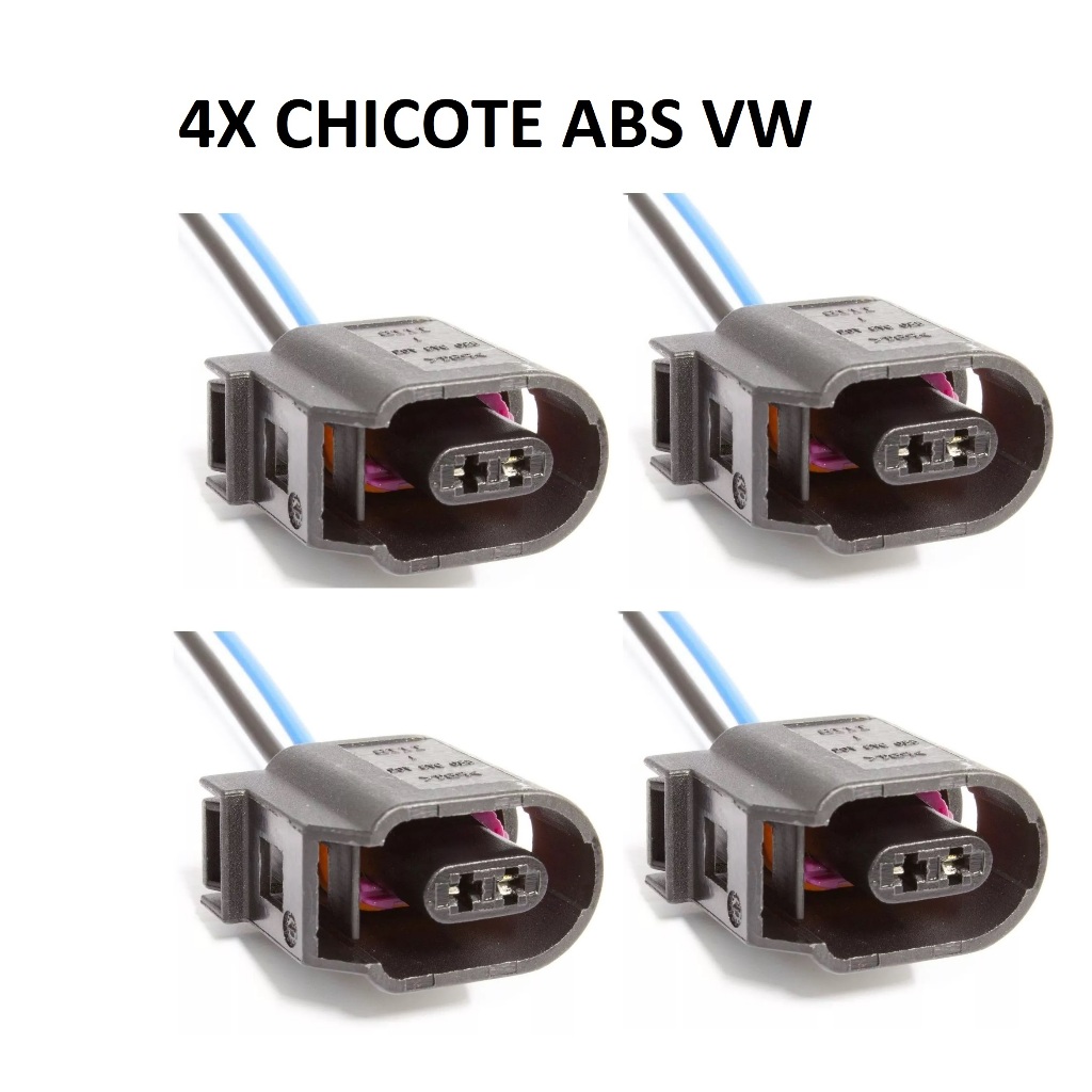 Chicote Plug Conector Sensor Abs VW Gol Fox Saveiro Up Jetta 2 Vias 4 PEÇAS