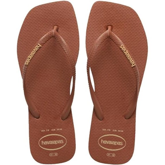Chinelo Havaianas Slim Square Logo Pop Ferrugem – Feminino Original Confortável em Oferta na Shopee
