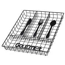 Organizador de Talheres para Gaveta Metal Aramado Preto 3 Compartimentos Design Funcional