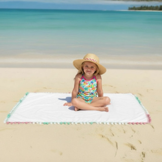 Canga de Praia Infantil Juvenil com Pompom Colorido Moda Verão Menina Saída Praia em Oferta na Shopee