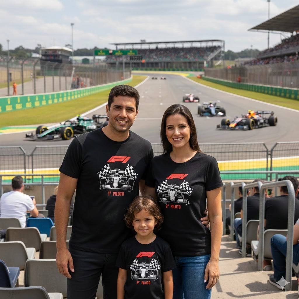 Kit Tal Pai Tal Filho Body E Camiseta F1 Fórmula 1 Piloto 1 Piloto 3 Camisas