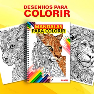 Livro para colorir Animais Mandalas 50 Folhas em Oferta na Shopee