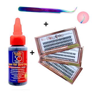 Conjunto de Cola 30ml Salon Pro + Pinça Vetus + Cílios Postiços 30P-0.07-D NEW SHOW - Tuf…