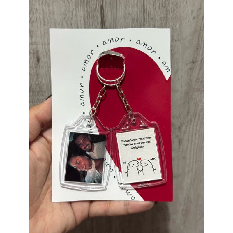 Chaveiro personalizado frente e verso, sua foto de um lado a arte do outro em Oferta na Shopee