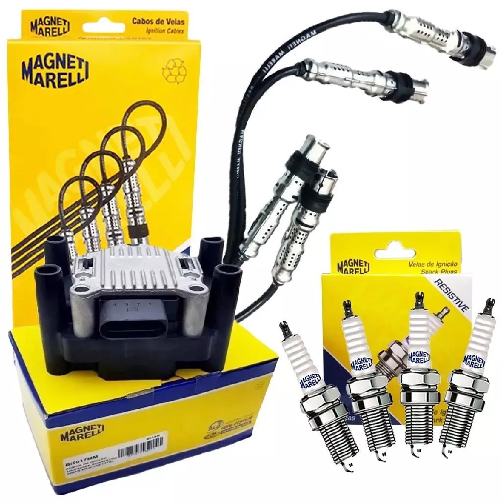 Kit Bobina Cabo Vela Ignição Magnet Marelli Gol Voyage A3 Polo Spacefox