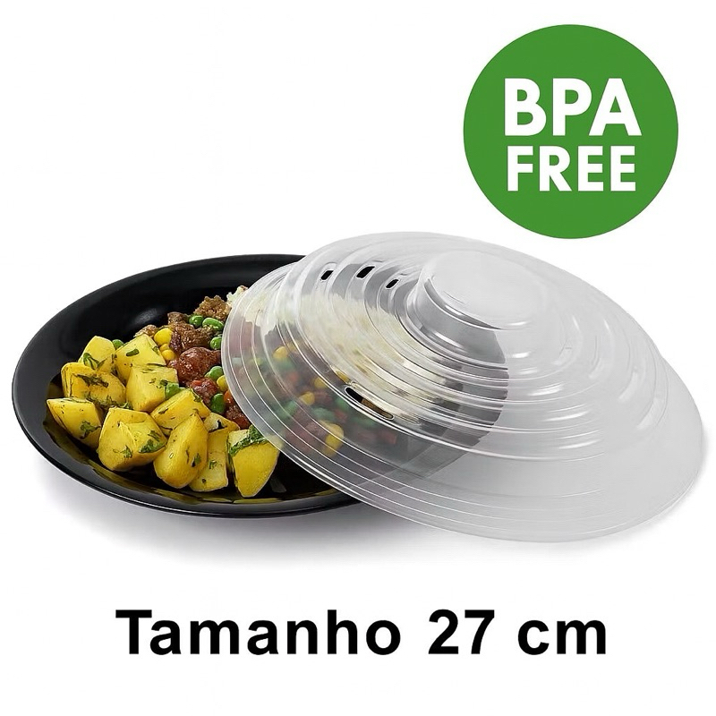 Tampa para Micro-ondas 27cm BPA FREE – Anti Respingos, Reutilizável e Resistente ao Calor em Oferta na Shopee