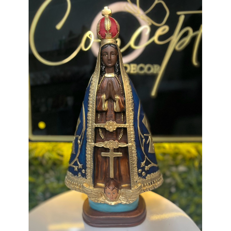 Imagem Nossa Senhora Aparecida Com Manto Trabalhado 30cm- Imagem Sacra Luxo