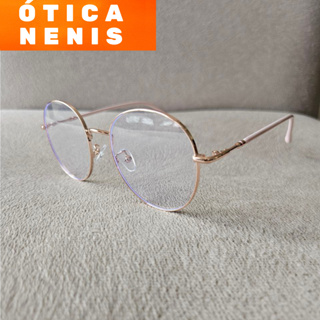 Óculos Armação feminina gatinho arredondada blogueira redonda Metal gatinha dourada modelo 72868 em Oferta na Shopee