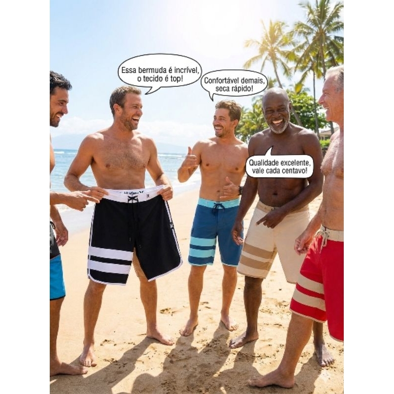 KIT COM 5 Bermudas De Elastano, Modelos casual surf estampas variadas Academia dia dia Praia piscina