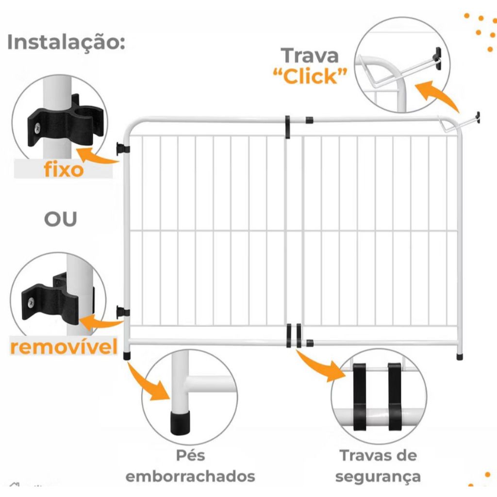 Portão Expansivo Plus 95 a 155 cm Pet Proteção Cachorro ou Criança — imagem 2 de 2