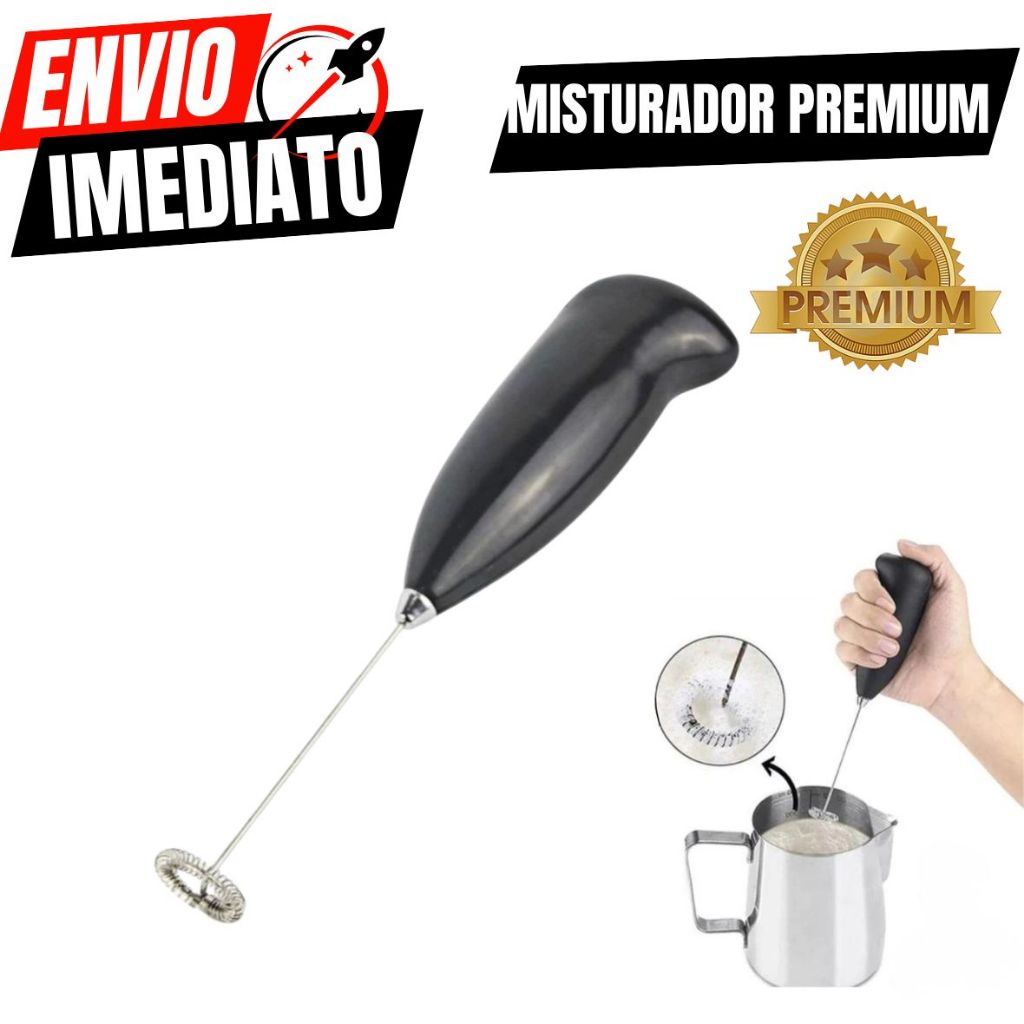 Misturador de Bebidas Mixer Batedor Inox Chá Café Milkshake Multiuso Misturador Batedor Portátil