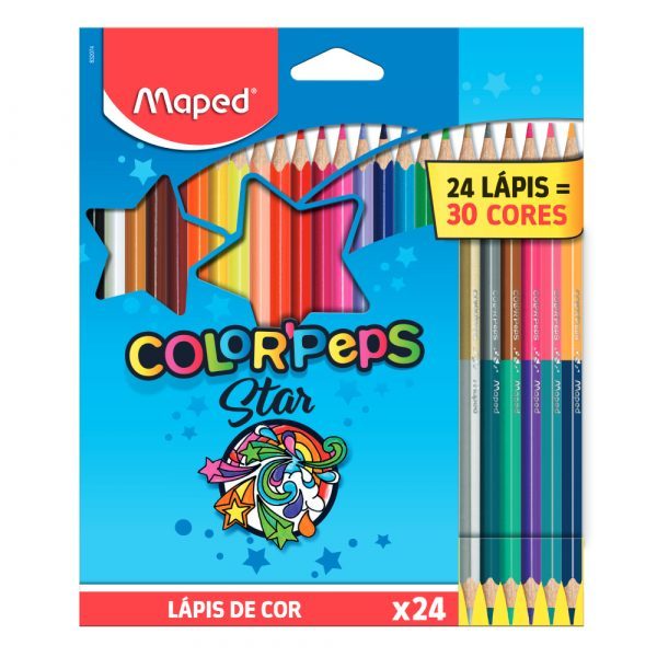 Lápis De Cor 24 Cores Color'Peps Star 6 Lápis Duo 30 Cores Maped em Oferta na Shopee