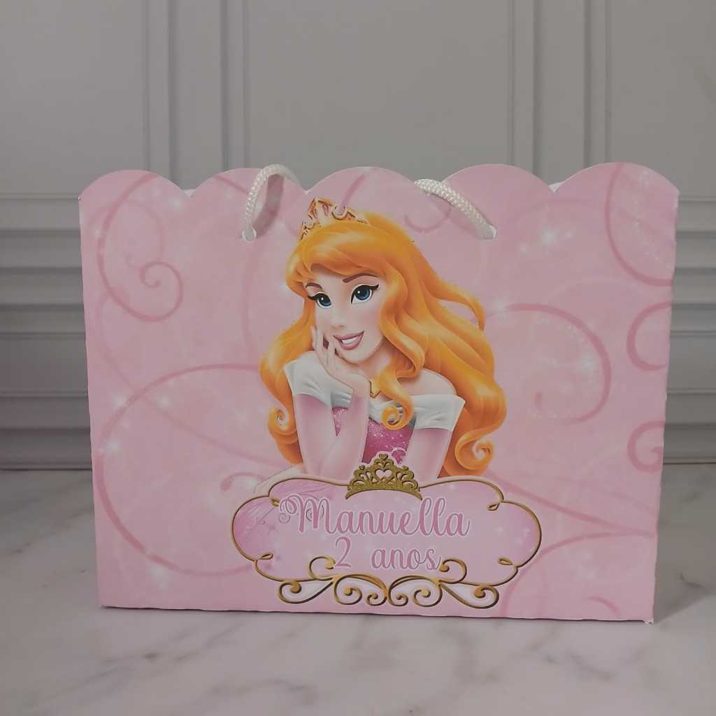 Sacolinha Personalizada Princesa Aurora - A Bela Adormecida - PEGUE E MONTE - Lembrancinha Infantil
