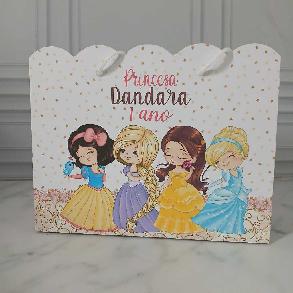 Sacolinha Surpresa Personalizada Pegue e Monte - Princesas Disney Cute - Lembrancinha Infantil
