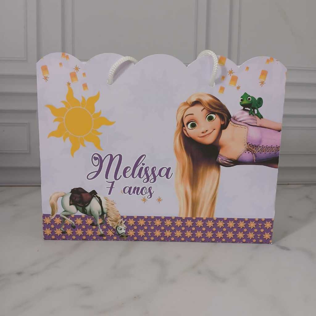 Sacolinha Personalizada Pegue e Monte - Enrolados - Rapunzel - Lembrancinha de Aniversário Infantil