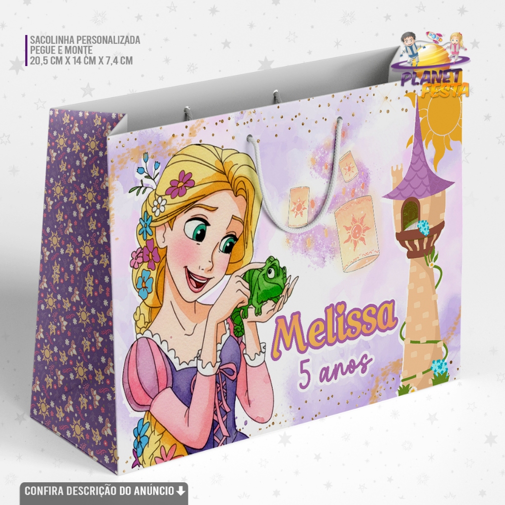 Sacolinha Personalizada Enrolados Rapunzel Lembrancinha Festa Infantil