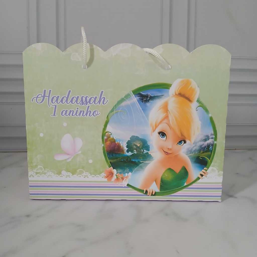 Sacolinha Personalizada Sininho Tinker Bell Pegue e Monte Lembrancinha Aniversário de Festa Infantil