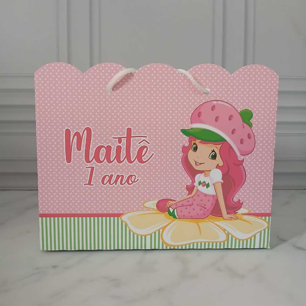 Sacolinha Personalizada Moranguinho - Pegue e Monte - Lembrancinha Personalizada Infantil