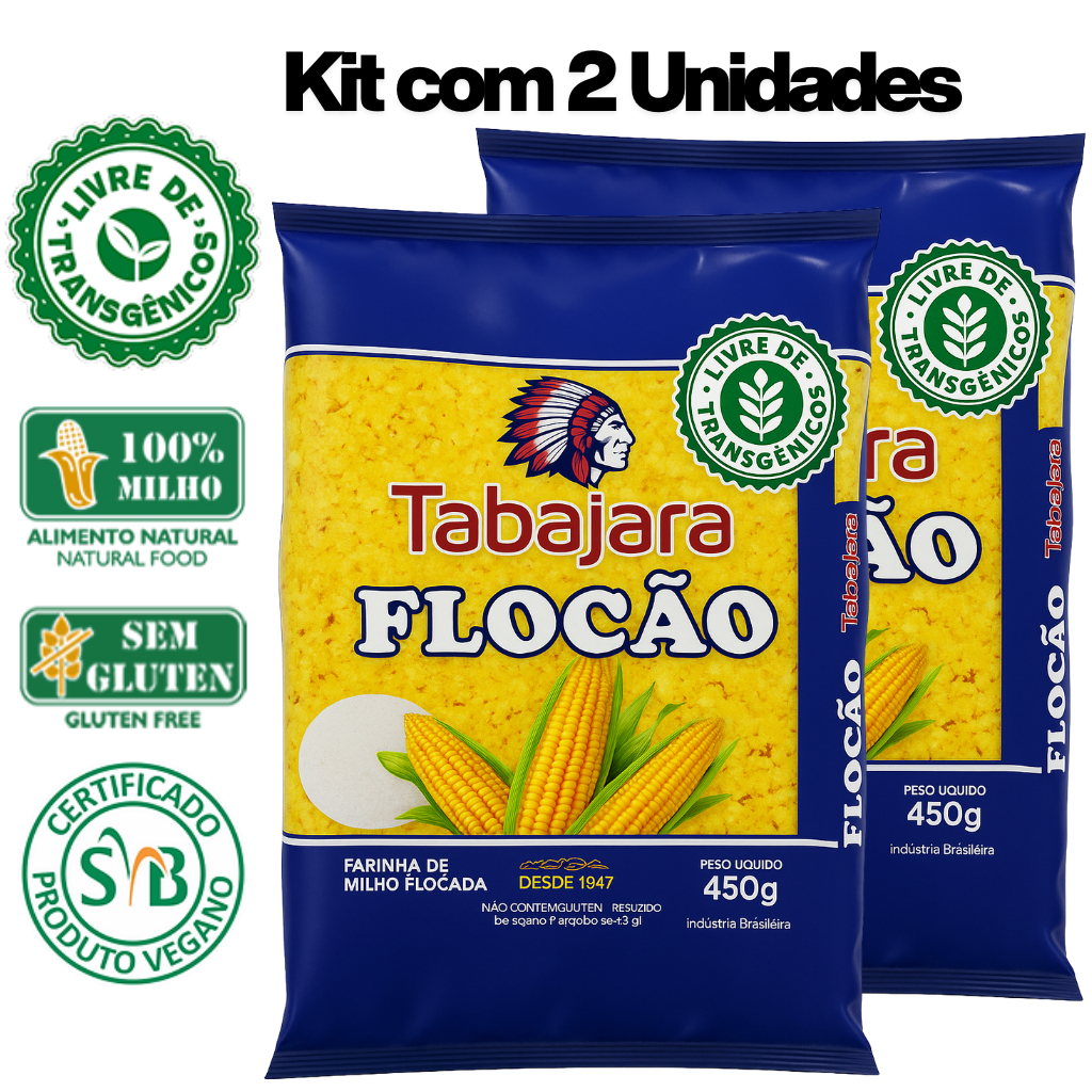 Cuscuz Flocão De Milho Não Transgênico 450g Tabajara Kit com 2 em Oferta na Shopee
