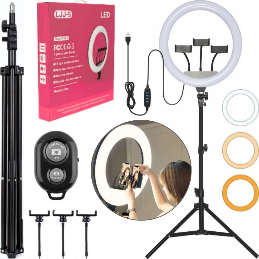 Ring Light Luz Led Grande 36cm 30w Profissional + Tripé Suporte Para Celular Foto Vídeo Estúdio