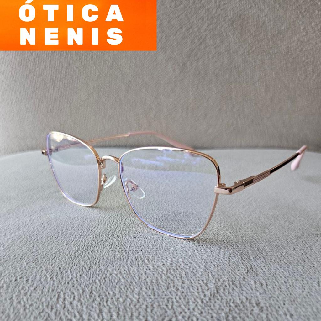 Armação feminina metal gatinho arredondada estilosa rose gold gatinha feminino modelo 80055 em Oferta na Shopee