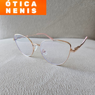 Armação feminina metal gatinho arredondada estilosa rose gold prata gatinha feminino modelo 80027 em Oferta na Shopee
