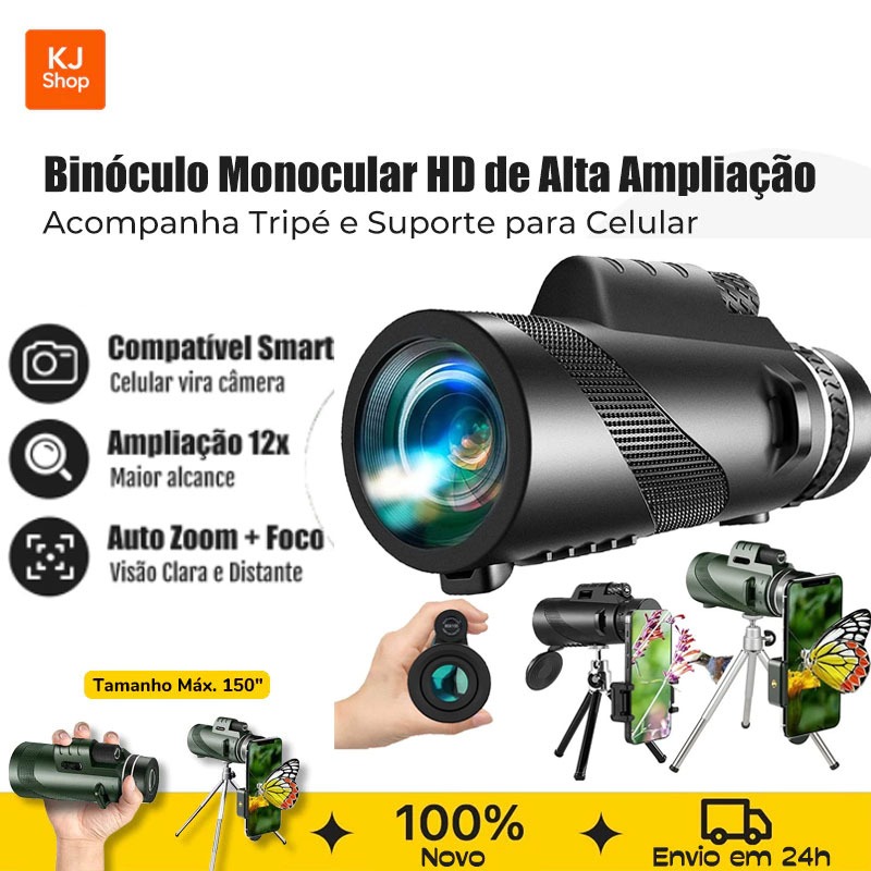 Monoculo Telescópio Binoculo Portátil Zoom C/ Tripé e Suporte Para Celular Monocular 50x60 HD em Oferta na Shopee