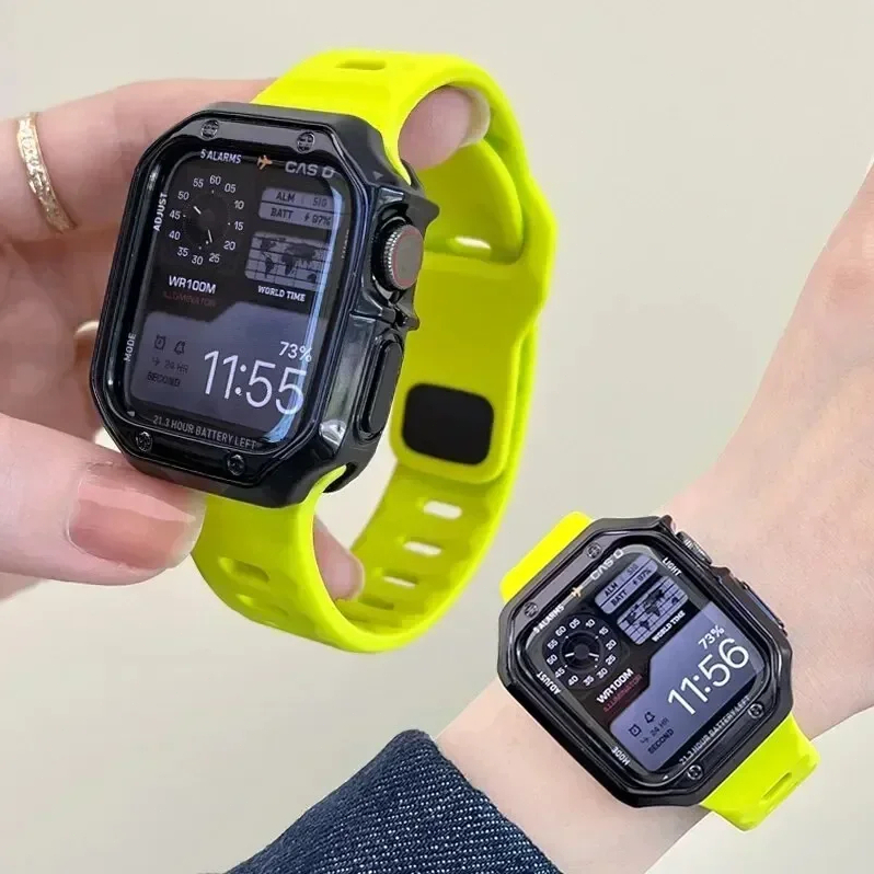 Kit Pulseira Silicone Macia Esportiva+Case TPU Armadura Para Apple Watch 38/40/4