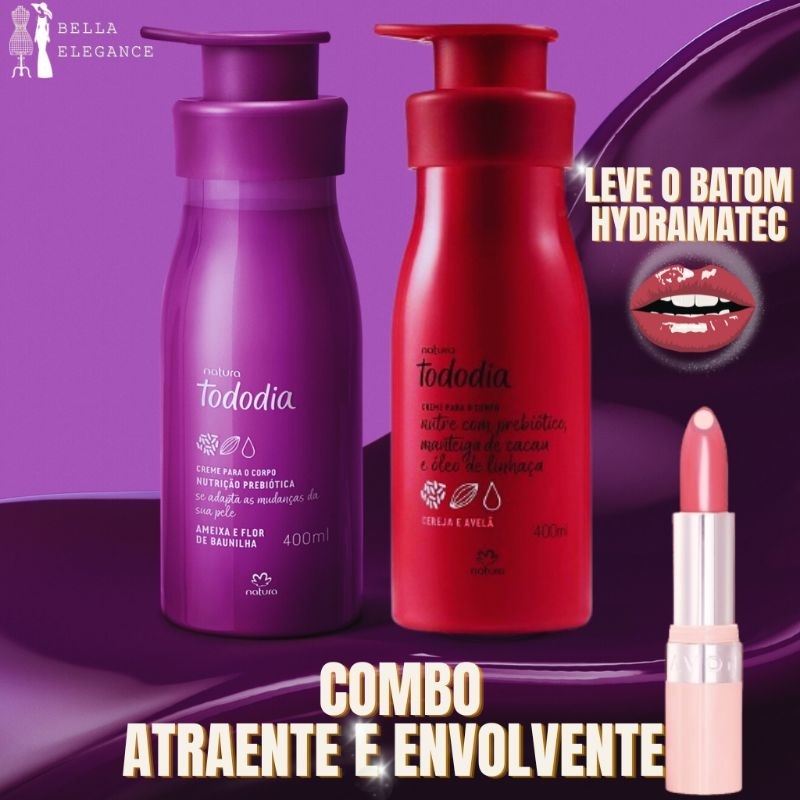 Kit Hidratante Ameixa E Flor De Baunilha Cereja E Avelã Natura Todo Dia Atraente E Envolvente 400ml