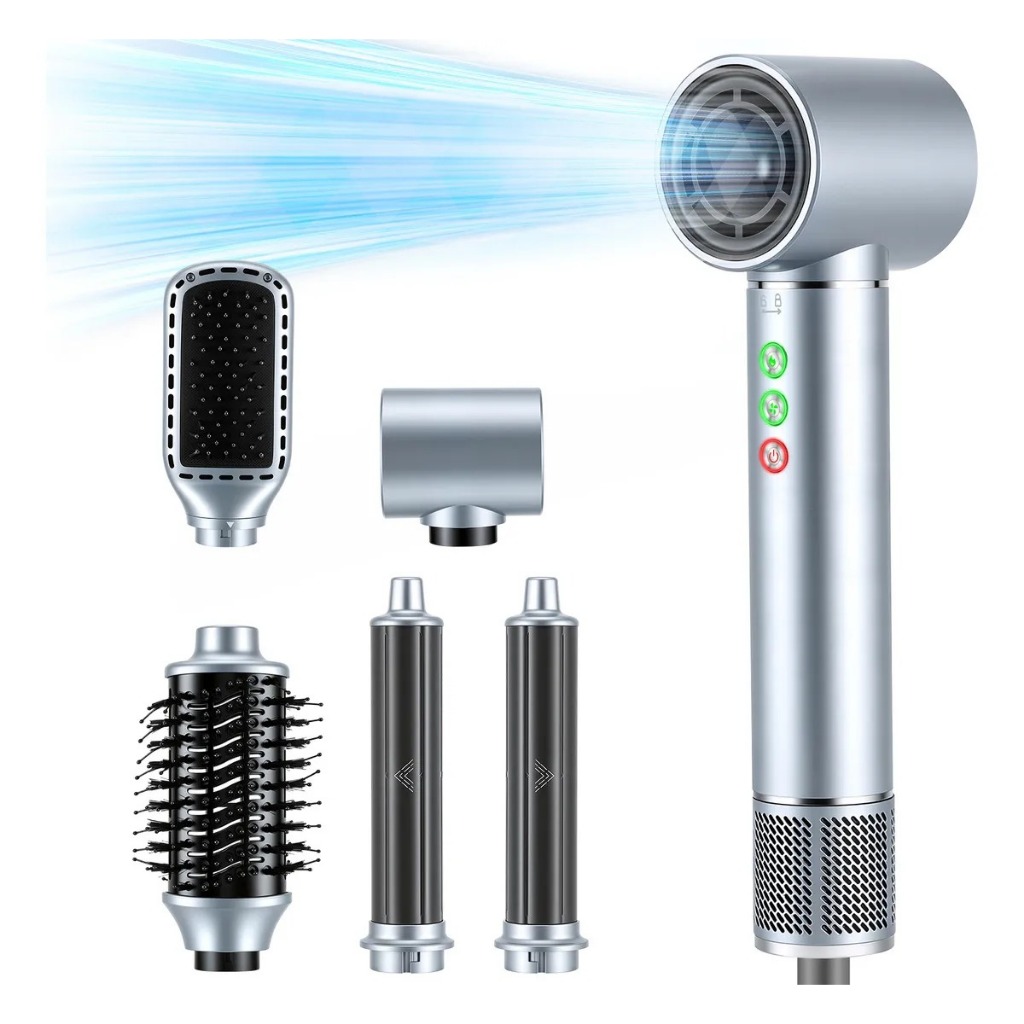 5 Em 1 Secador De Cabelo Iônico Profissional Escova Hot Air Styler Cinza em Oferta na Shopee