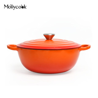 Panela Caçarola Antiaderente de Ferro Esmaltado 3.8L Mollycook Panela Caçarola Com Tampa em Ferro Indução, Gás e Forno.