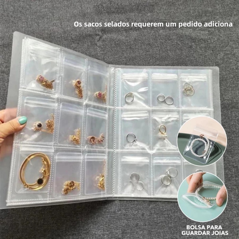 Saco De Jóias Transparente Anti Oxidação Brincos Colar Manual Saco De Armazenamento Portátil em Oferta na Shopee