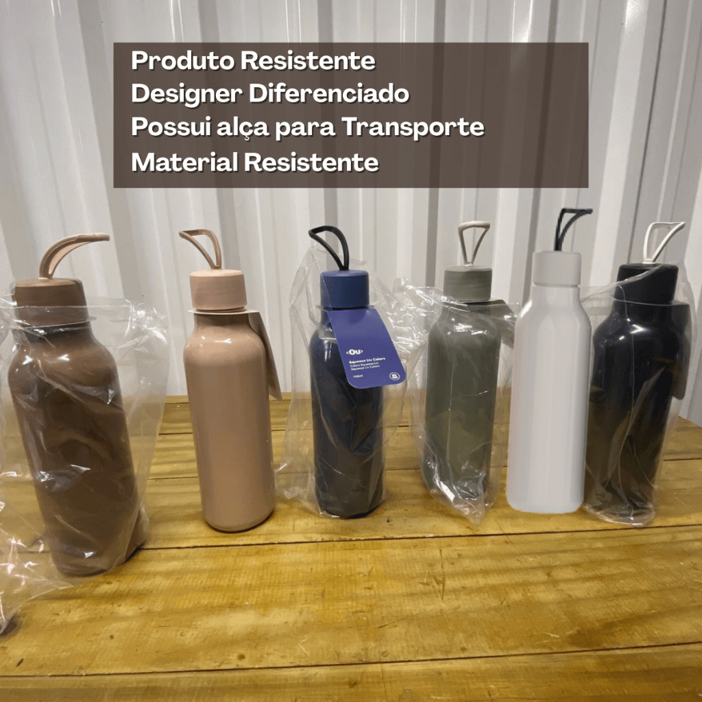 kit 2 Garrafas Garrafinha de Água Squeeze 700ml Preto Rosa Branco Azul Marrom Verde